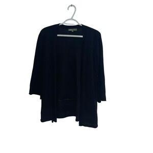 89th & Madison Womens Black Open Front Knit Cardigan Small